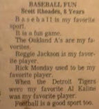 Baseball Article by Scott, Age 8
